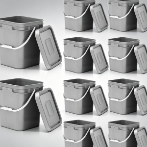 10-Pack 3.5Gal Grey Square Food Buckets