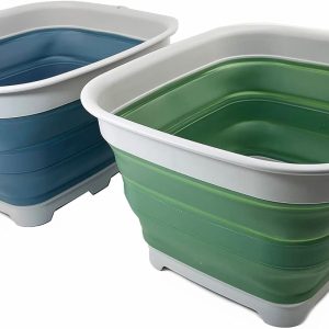 2-Pack 3.9Gal Collapsible Dishpan with Drain