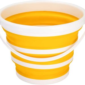 Yellow Collapsible Plastic Bucket for Fishing