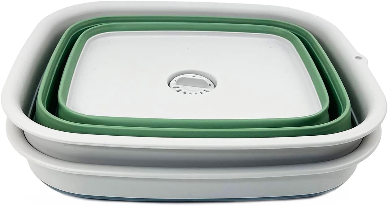 2-Pack 3.9Gal Collapsible Dishpan with Drain - Image 2