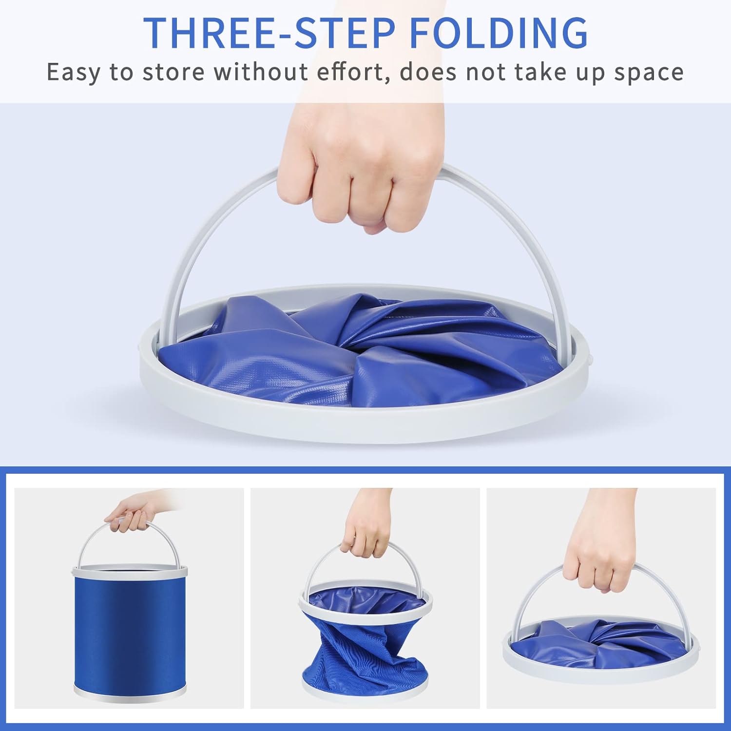 2.9Gal Collapsible Camping Fishing Bucket Blue - Image 2