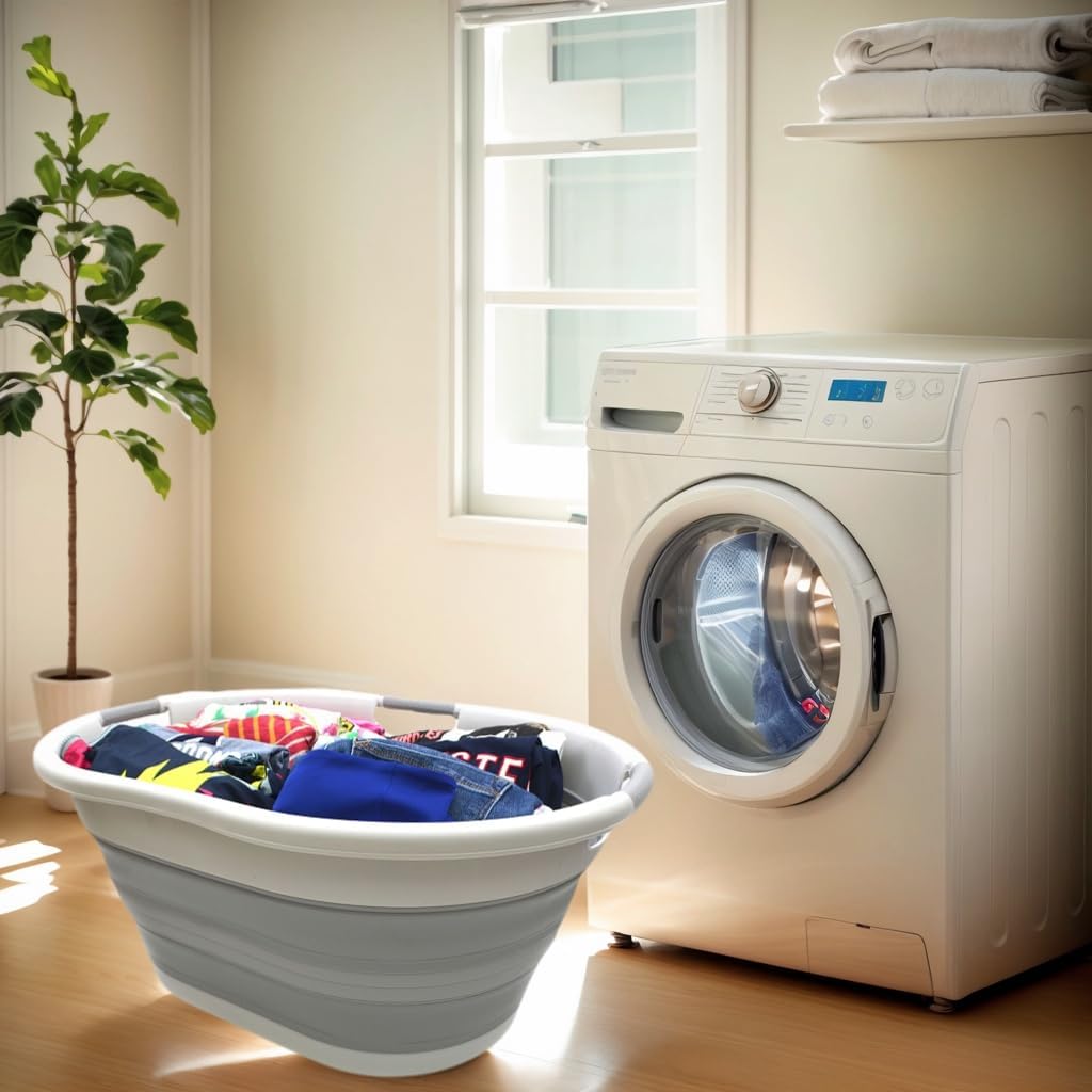 15Gal Grey Collapsible Laundry Hamper - Image 2