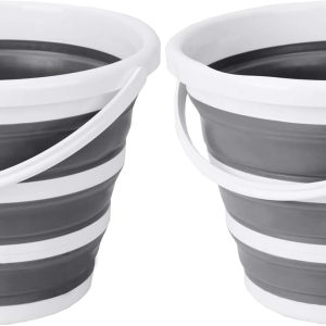 2-Pack 2.6Gal Foldable Buckets Grey/White