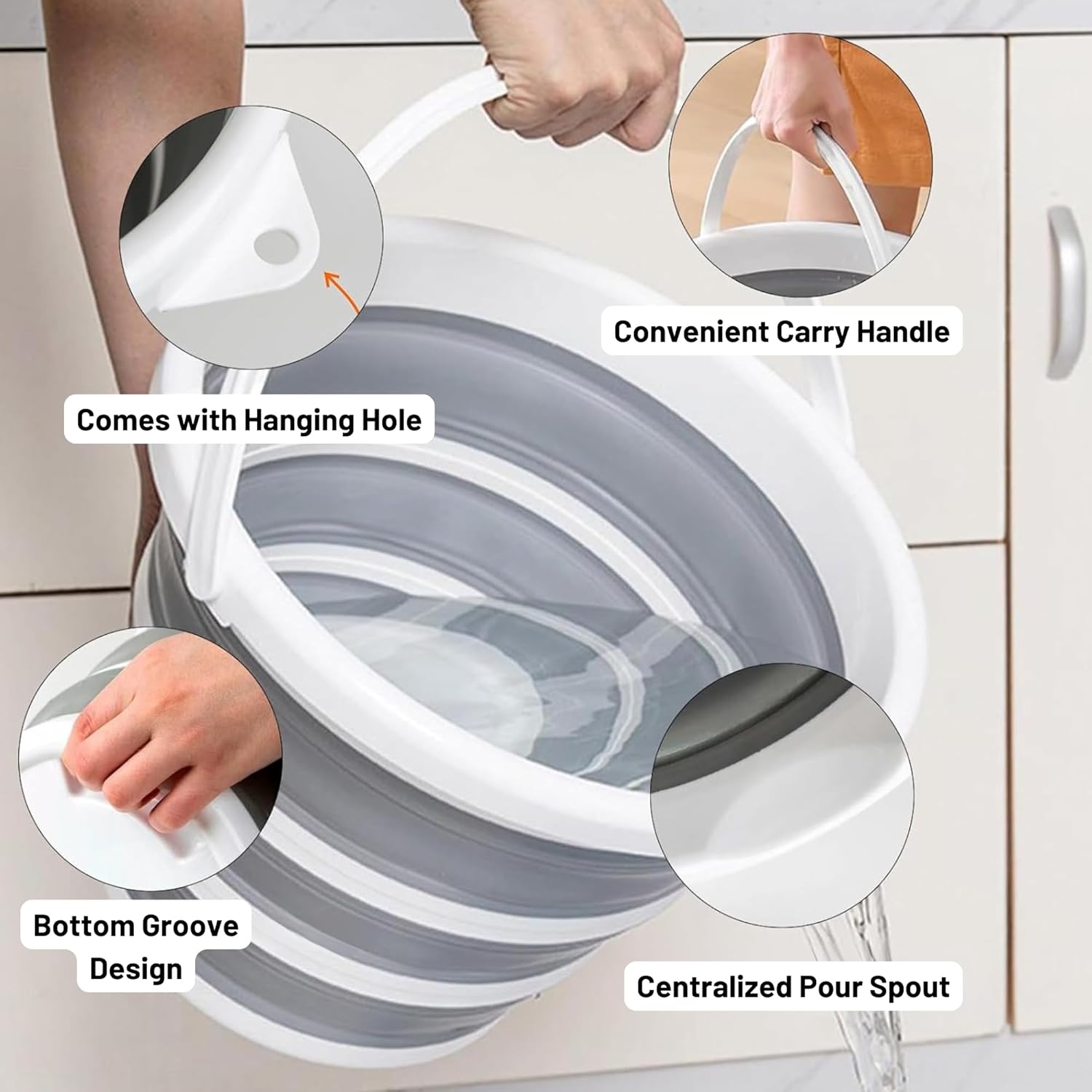 2.6Gal Collapsible Bucket with Handle for Boating - Image 2