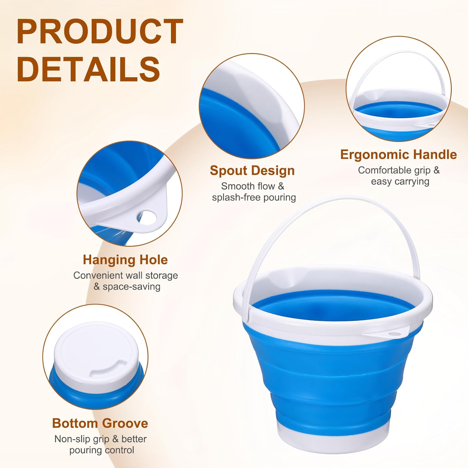 0.8Gal Compact Foldable Pail with Handle - Image 2