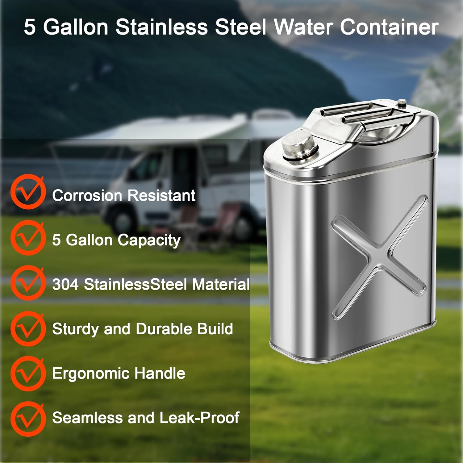 5Gal Heavy-Duty Stainless Steel Water Can - Image 2